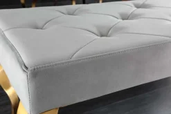 Design Sitzbank MODERN BAROCK 175cm grau Samt gold Edelstahl