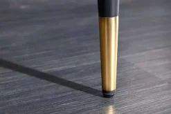 Design Sitzbank PARIS 160cm grau Samt Rückenlehne goldene Fußkappen Retro