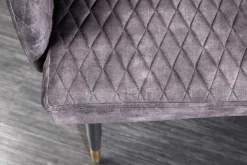Design Sitzbank PARIS 160cm grau Samt Rückenlehne goldene Fußkappen Retro
