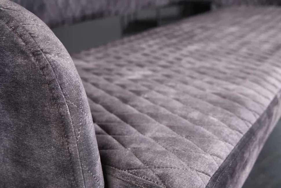 Design Sitzbank PARIS 160cm grau Samt Rückenlehne goldene Fußkappen Retro