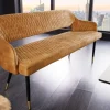 Design Sitzbank PARIS 160cm senfgelb Samt Retro Rückenlehne