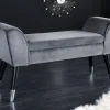 Design Sitzbank SCARLETT 90cm grau silber Samt