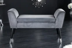 Design Sitzbank SCARLETT 90cm grau silber Samt