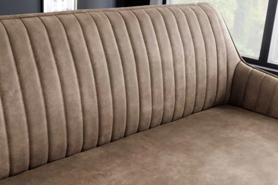 Design Sitzbank TURIN 160cm taupe schwarz Metallbeine mit Armlehne