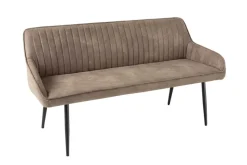 Design Sitzbank TURIN 160cm taupe schwarz Metallbeine mit Armlehne