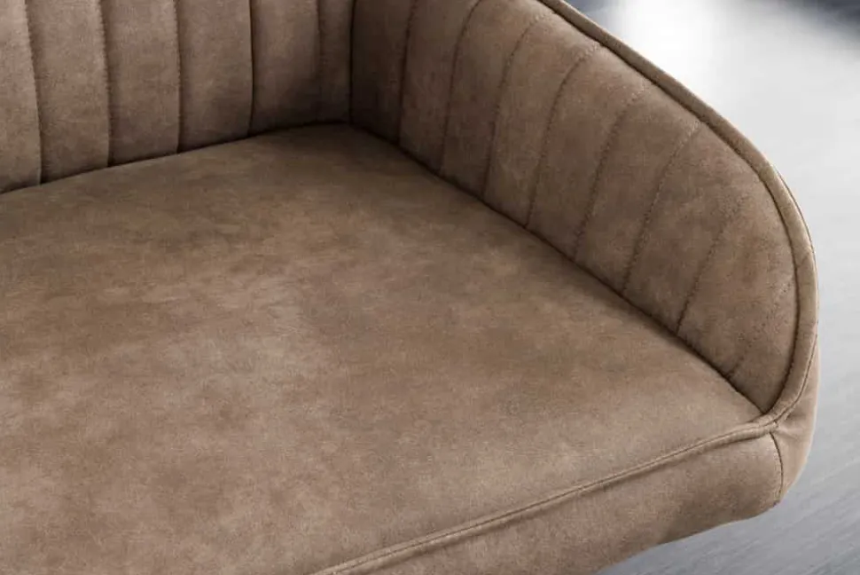 Design Sitzbank TURIN 160cm taupe schwarz Metallbeine mit Armlehne
