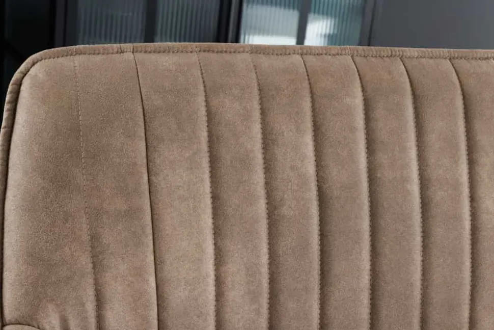 Design Sitzbank TURIN 160cm taupe schwarz Metallbeine mit Armlehne