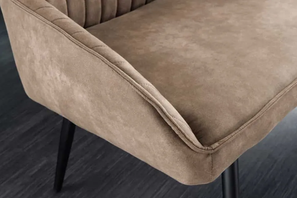 Design Sitzbank TURIN 160cm taupe schwarz Metallbeine mit Armlehne