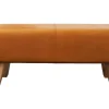 Design Sitzbank TURNBOCK 100cm cognac Echtleder Mangoholz Retro Sitzhocker