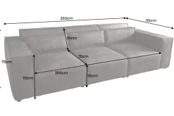 Design 3-Sitzer Sofa BOSSA NOVA 260cm antik taupe Microfaser Couch Wohnzimmer