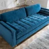 Design 3-Sitzer Sofa COZY VELVET 220cm petrol blau Samt Federkern Lounge