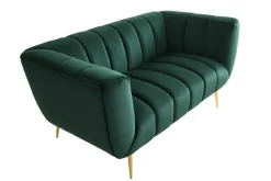 Design 2-Sitzer Sofa NOBLESSE 165cm smaragdgrün Samt Federkern goldene Metallfüße