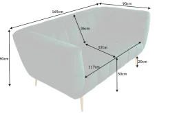 Design 2-Sitzer Sofa NOBLESSE 165cm smaragdgrün Samt Federkern goldene Metallfüße
