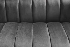 Design 2-Sitzer Sofa NOBLESSE 165cm grau Samt schwarze Metallfüße Federkern