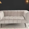 Design 2-Sitzer Sofa NOBLESSE 165cm champagner Samt schwarze Metallfüße Federkern