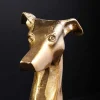 Design Skulptur GREYHOUND 70cm gold Metall Aluminium Windhund Figur
