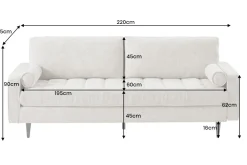 Design Sofa COZY VELVET 220cm beige Chenille Federkern 3-Sitzer mit goldener Kappe