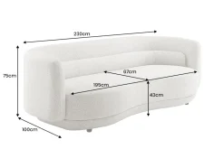 Design Sofa GATSBY 230cm beige Chenille Federkern 3-Sitzer Couch Rundum-Bezug