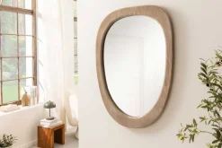 Design Spiegel ORGANIC 105cm natur beige Pinienholz abgerundeter Rahmen Wandspiegel