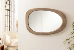 Design Spiegel ORGANIC 105cm natur beige Pinienholz abgerundeter Rahmen Wandspiegel
