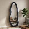 Design Spiegel ORGANIC 180cm schwarz Standspiegel Wandspiegel abgerundeter Rahmen