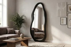 Design Spiegel ORGANIC 180cm schwarz Standspiegel Wandspiegel abgerundeter Rahmen