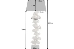 Design Stehlampe GINKGO 122cm schwarz Stoffschirm silber Metall handmade Marmor-Fuß