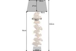 Design Stehlampe GINKGO 122cm schwarz Stoffschirm gold Metall handmade Marmor-Fuß