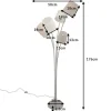 Design Stehlampe LEVELS 176cm weiß beige braun mit 5 Leinenschirmen