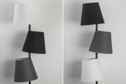 Design Stehlampe LEVELS 163cm schwarz grau mit 3 Leinenschirmen