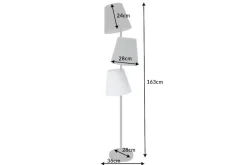 Design Stehlampe LEVELS 163cm schwarz grau mit 3 Leinenschirmen