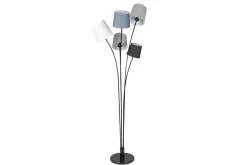 Design Stehlampe LEVELS 176cm schwarz grau mit 5 Leinenschirmen