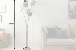 Design Stehlampe LEVELS 176cm schwarz grau mit 5 Leinenschirmen