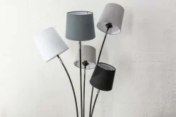 Design Stehlampe LEVELS 176cm schwarz grau mit 5 Leinenschirmen