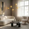 Design Stehlampe LIQUID DIAMOND 200cm gold fünf Glasschirme mit Marmorfuß