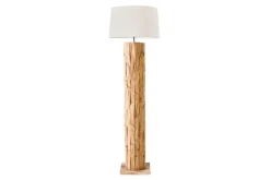 Design Stehlampe ROOTS 160cm Treibholz Leinenschirm beige handmade