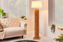 Design Stehlampe ROOTS 160cm Treibholz Leinenschirm beige handmade