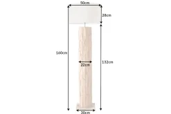 Design Stehlampe ROOTS 160cm Treibholz Leinenschirm beige handmade