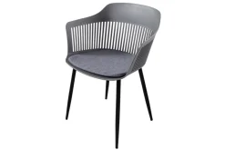 Design Stuhl AIRE grau Kunststoff Stahlgestell Indoor Outdoor inkl. Kissen