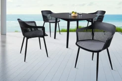 Design Stuhl AIRE schwarz Kunststoff Stahlgestell Indoor Outdoor inkl. Kissen