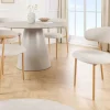 Design Stuhl BELFORT beige Strukturstoff Metallgestell Eiche