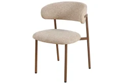 Design Stuhl BELFORT taupe beige Strukturstoff Metallgestell Walnuss