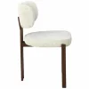 Design Stuhl BELLANO creme beige Chenille Cremona Metallgestell Walnuss
