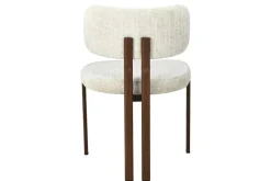 Design Stuhl BELLANO creme beige Chenille Cremona Metallgestell Walnuss