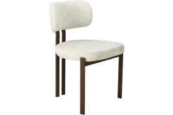 Design Stuhl BELLANO creme beige Chenille Cremona Metallgestell Walnuss