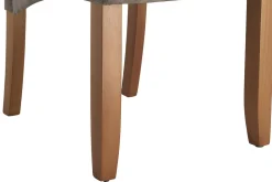Design Stuhl CASA taupe Microfaser mit Zierknöpfen Massivholzbeine