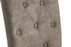 Design Stuhl CASA taupe Microfaser mit Zierknöpfen Massivholzbeine