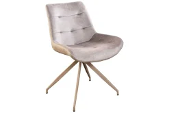Design Stuhl DIVANI champagner beige Samt Metallgestell