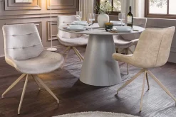 Design Stuhl DIVANI champagner beige Samt Metallgestell