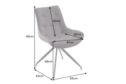 Design Stuhl DIVANI hellgrau Metallgestell schwarz im Retro Stil